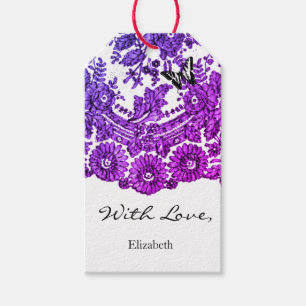 ÉTIQUETTES-CADEAU BALISE CADEAU AVEC AMOUR ANTIQUE LACE NOM PERSONNA