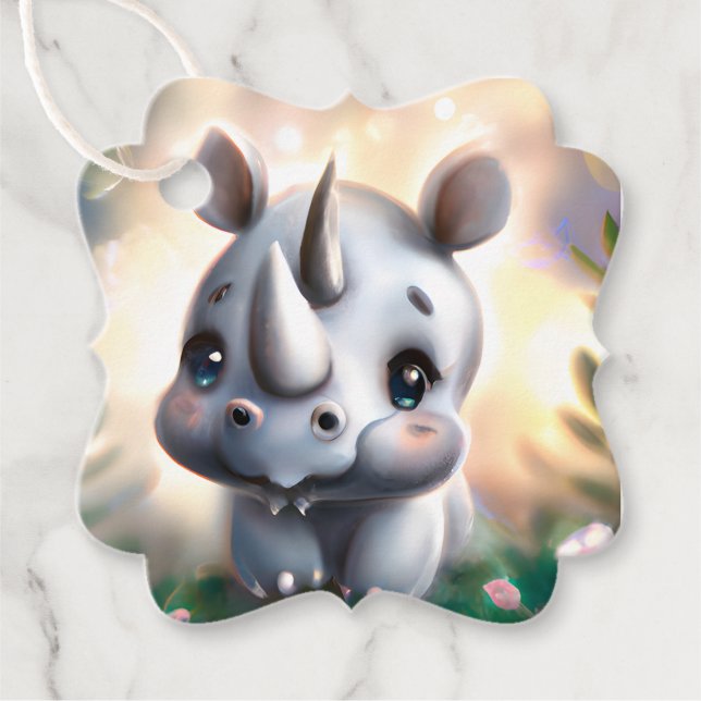 Étiquettes Cadeau Balise cadeau Baby Rhino adorable (Devant)