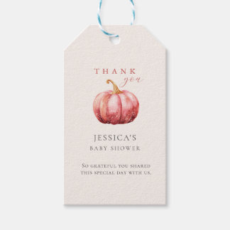 Étiquettes-cadeau Balise cadeau Baby shower Citrouille rose