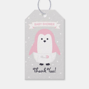 Étiquettes-cadeau Balise cadeau Baby shower de pingouin rose bébé Me