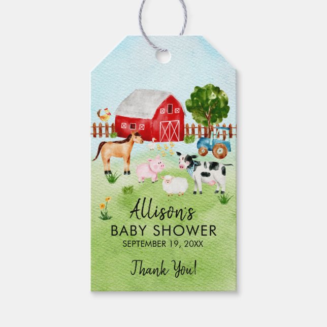 Étiquettes-cadeau Balise Cadeau Baby shower Favoriser les animaux de (Devant)