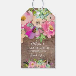 Étiquettes-cadeau Balise Cadeau Baby shower Floral Succulents Favori