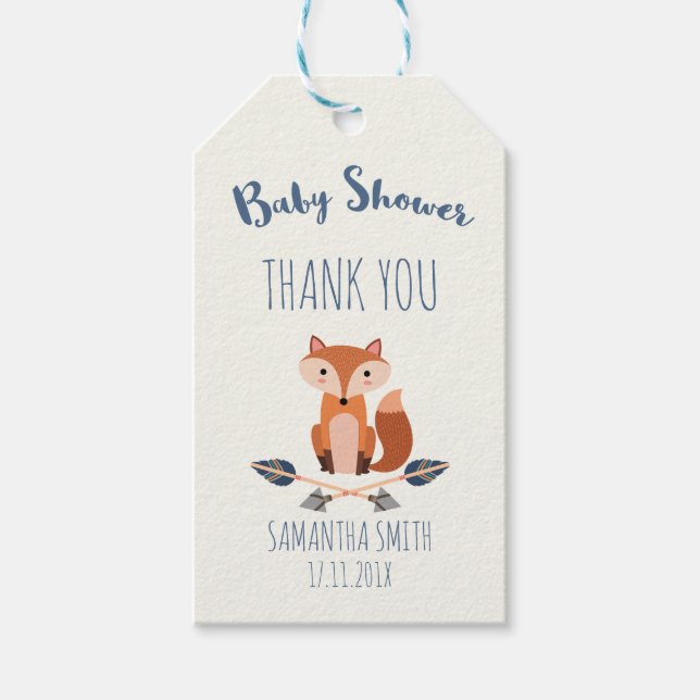Étiquettes-cadeau Balise cadeau Baby shower Fox et Flèches (Devant)