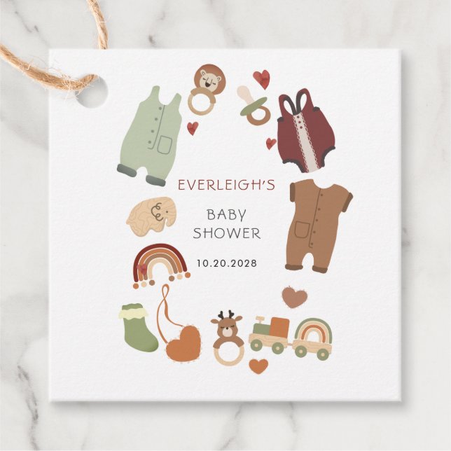 Étiquettes Cadeau Balise cadeau Boho Boy Baby shower (Devant)