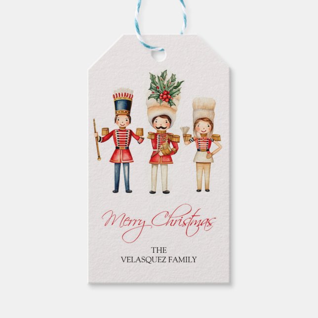 Étiquettes-cadeau Balise-cadeau Boho Nutcracker Solders "Joyeux Noël (Devant)