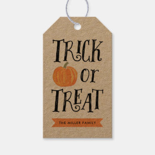 Étiquettes-cadeau Balise cadeau citrouille Trick ou Treat Halloween 