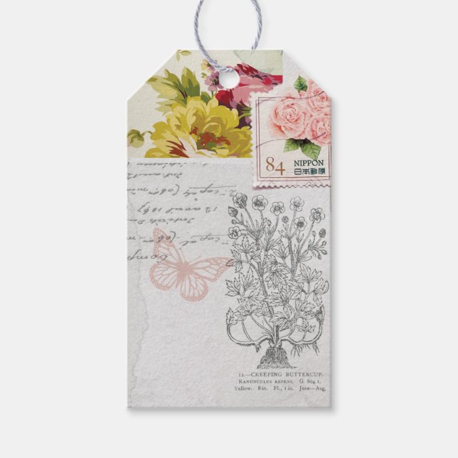 Étiquettes-cadeau Balise cadeau Collage rose (Devant)