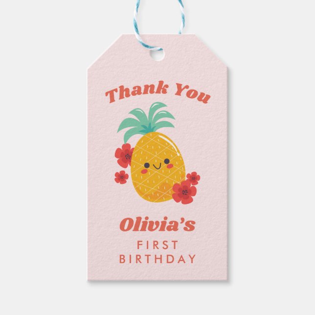 Étiquettes-cadeau Balise cadeau d'ananas été mignon (Devant)