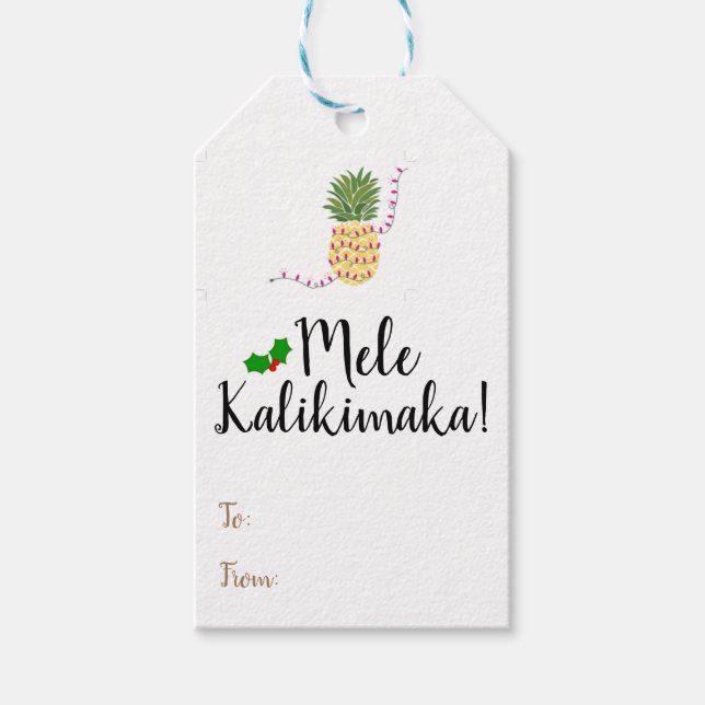 Étiquettes-cadeau Balise cadeau d'ananas Mele Kalikimaka (Devant)