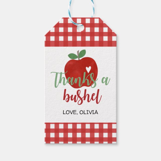 Étiquettes-cadeau Balise cadeau d'anniversaire Apple Merci à Bushel  (Devant)