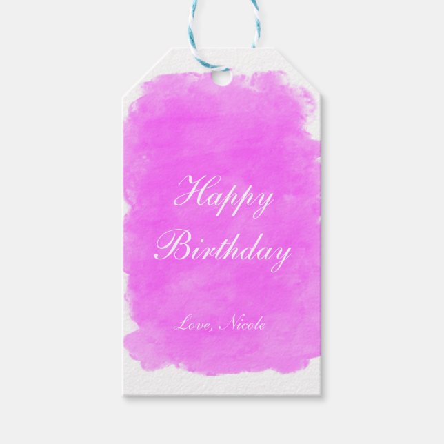 Étiquettes-cadeau Balise cadeau d'anniversaire Beauty Pink Splotch G (Devant)