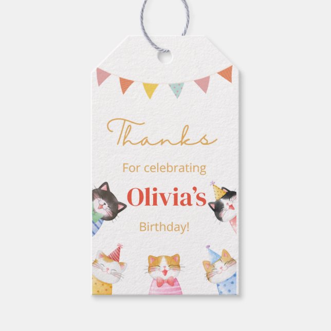 Étiquettes-cadeau Balise cadeau d'anniversaire de chat, Es-tu en tra (Devant)