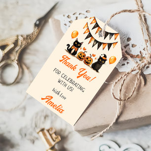 Étiquettes-cadeau Balise cadeau d'anniversaire de fête de chat noir