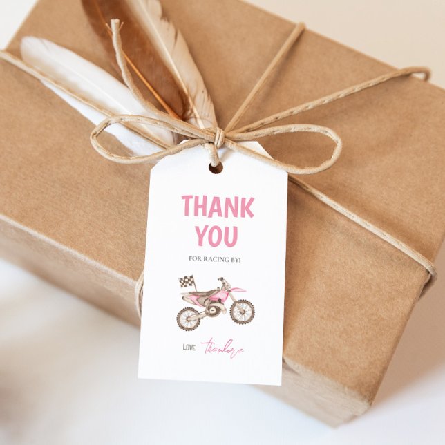 Étiquettes-cadeau Balise cadeau d'anniversaire de fille de vélo rose (Créateur téléchargé)
