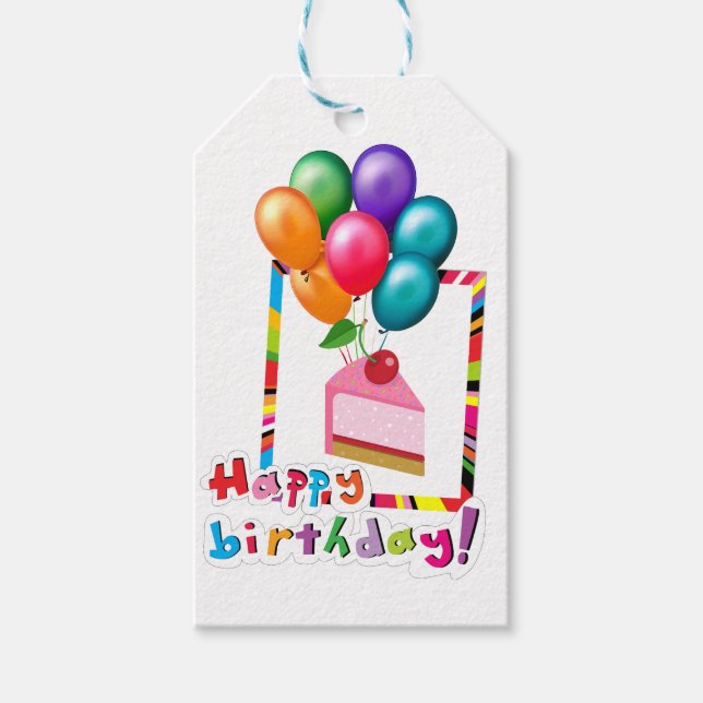 Étiquettes-cadeau Balise cadeau d'anniversaire heureuse (Devant)