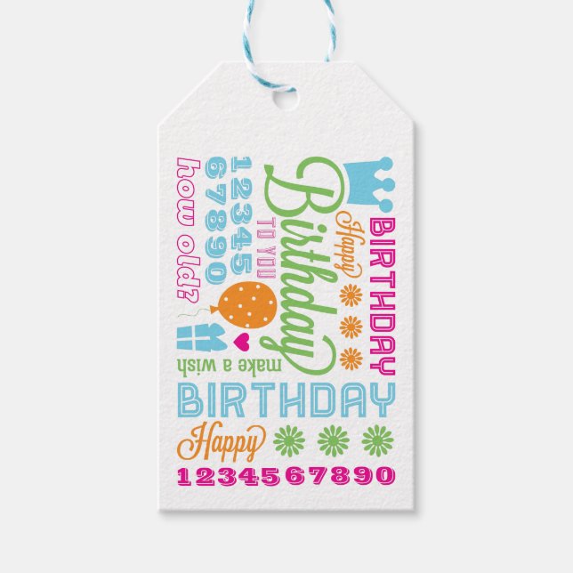 Étiquettes-cadeau Balise cadeau d'anniversaire heureuse (Devant)