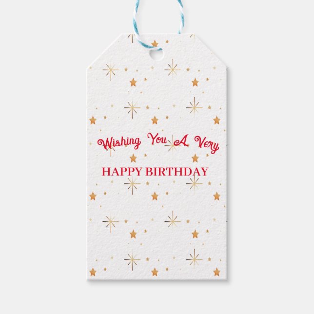 Étiquettes-cadeau Balise Cadeau D'Anniversaire Très Heureuse (Devant)