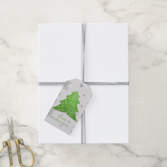 Étiquettes-cadeau Balise cadeau d'arbre de Noël de fête verte (Avec de la ficelle)