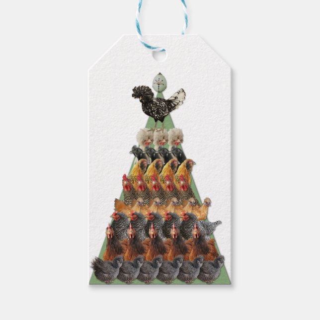 Étiquettes-cadeau Balise cadeau d'arbre de Noël de poulet (Devant)