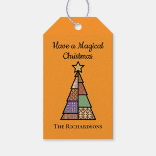 Étiquettes-cadeau Balise cadeau d'arbre de Noël moderne du milieu du