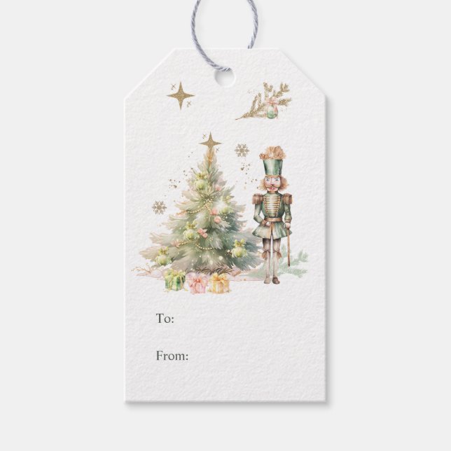 Étiquettes-cadeau Balise cadeau d'arbre de Noël Nutcracker (Devant)