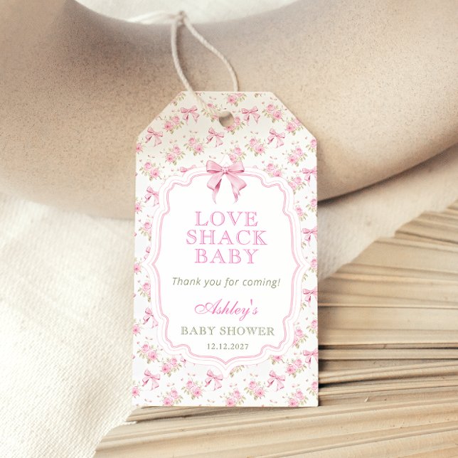 Étiquettes-cadeau Balise cadeau de Baby shower de fille Love Shack (Créateur téléchargé)