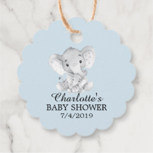 Étiquettes Cadeau Balise Cadeau de Baby shower d'éléphant doux Favor