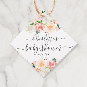 Étiquettes Cadeau Balise Cadeau de Baby shower Favoriser Roses et pi