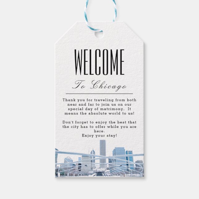 Étiquettes-cadeau Balise cadeau de bienvenue personnalisée à Chicago (Devant)