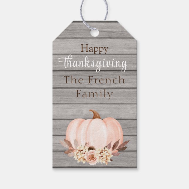 Étiquettes-cadeau Balise cadeau de Bon thanksgiving rustique (Devant)