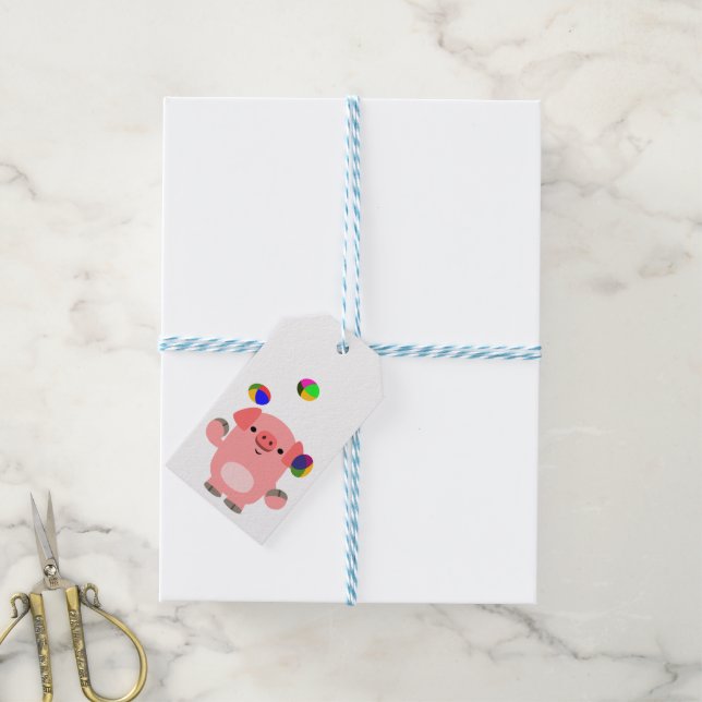 Étiquettes-cadeau Balise cadeau de cochon de dessin jetable mignon (Avec de laficelle)