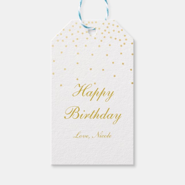 Étiquettes-cadeau Balise cadeau de Confetti Dots Party White & Gold (Devant)