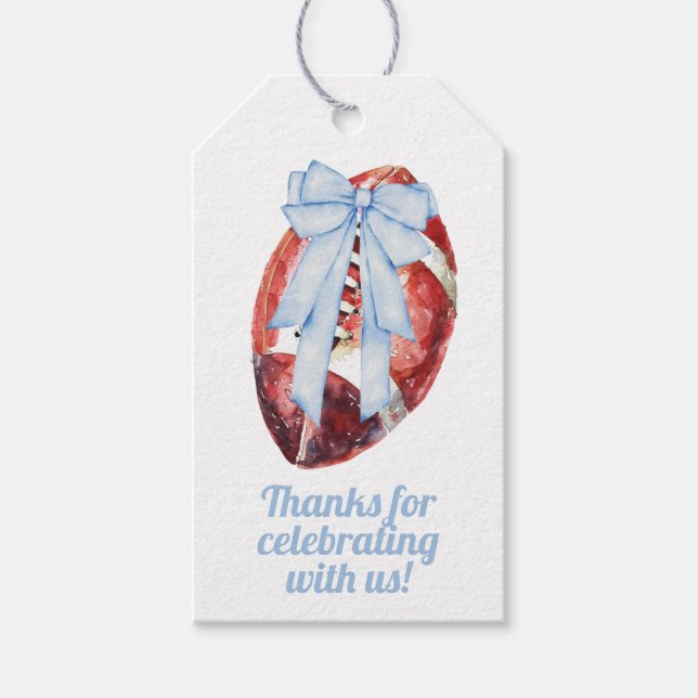 Étiquettes-cadeau Balise cadeau de football bleu et blanc (Devant)