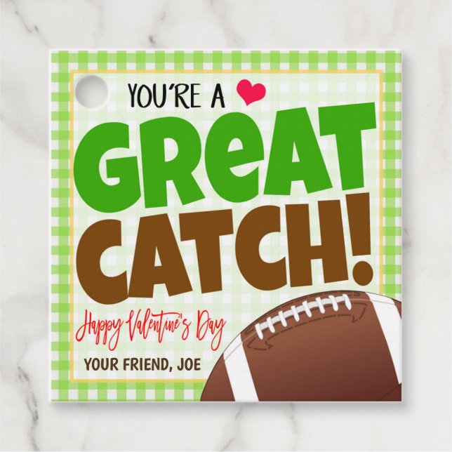 Étiquettes Cadeau Balise cadeau de football Valentine (Devant)