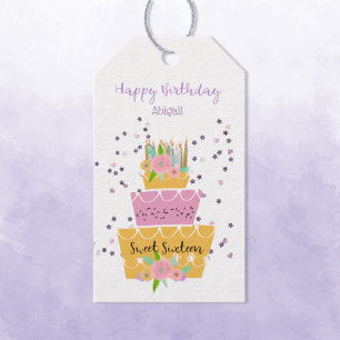 Étiquettes-cadeau Balise cadeau de gâteau 16 sucré
