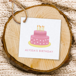 Étiquettes Cadeau Balise cadeau de gâteau d'anniversaire rose joyeux
