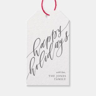 Étiquettes-cadeau Balise cadeau de Happy Holidays Calligraphy