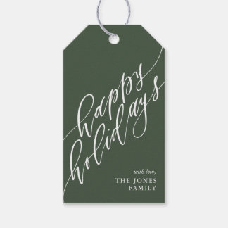 Étiquettes-cadeau Balise cadeau de Happy Holidays Calligraphy