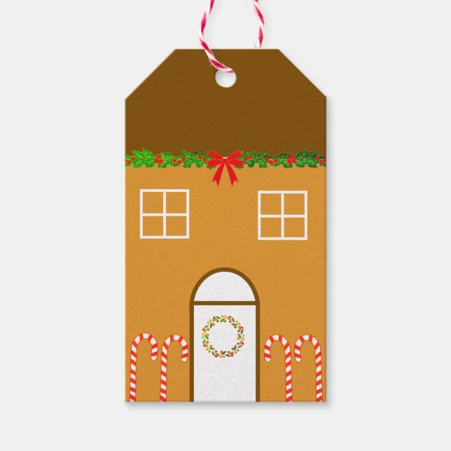 Étiquettes-cadeau Balise cadeau de la maison de pain d'épice (Devant)