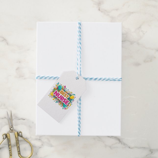 Étiquettes-cadeau Balise cadeau de la meilleure infirmière brillante (Avec de laficelle)