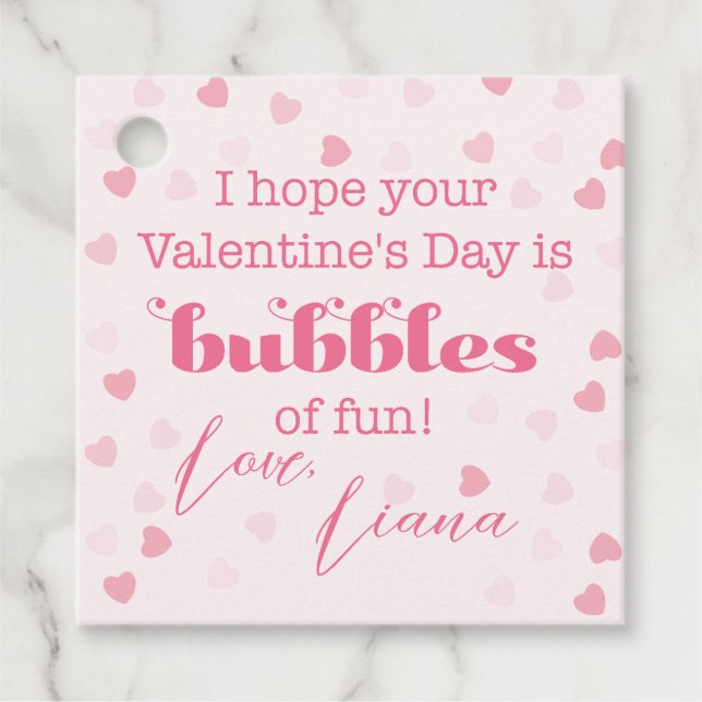 Étiquettes Cadeau Balise cadeau de la Saint Valentin en bulles (Devant)