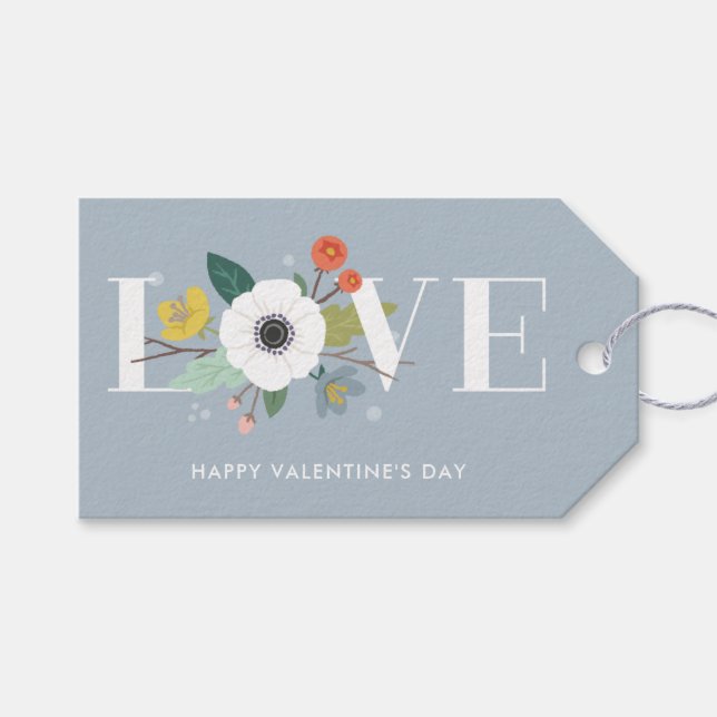 Étiquettes-cadeau Balise cadeau de la Saint Valentin Floral Love - D (Devant (Horizontal))