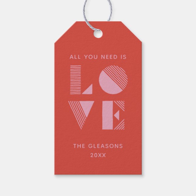 Étiquettes-cadeau Balise cadeau de la Saint Valentin Geo Love - Roug (Devant)