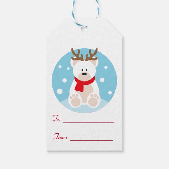Étiquettes-cadeau Balise cadeau de l'ours polaire de Noël (Dos)