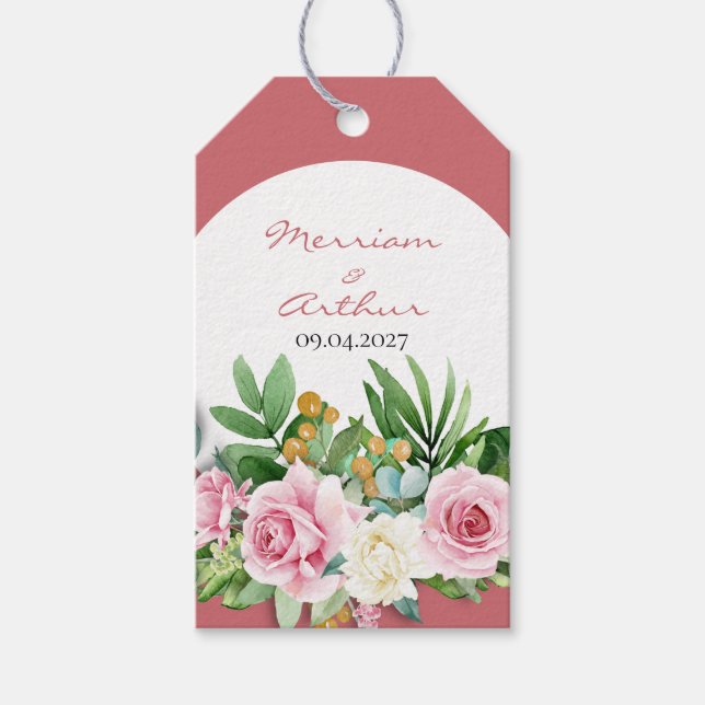 Étiquettes-cadeau Balise Cadeau de mariage Favor Roses roses roses r (Devant)