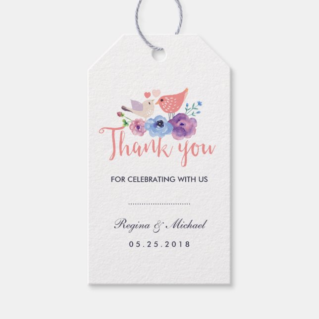 Étiquettes-cadeau Balise Cadeau de mariage floral Favor Merci (Devant)