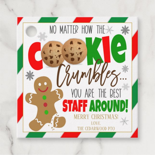 Étiquettes Cadeau Balise cadeau de Merci de biscuits de Noël (Devant)