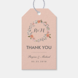 Étiquettes-cadeau Balise cadeau de Merci de couronne rose rustique
