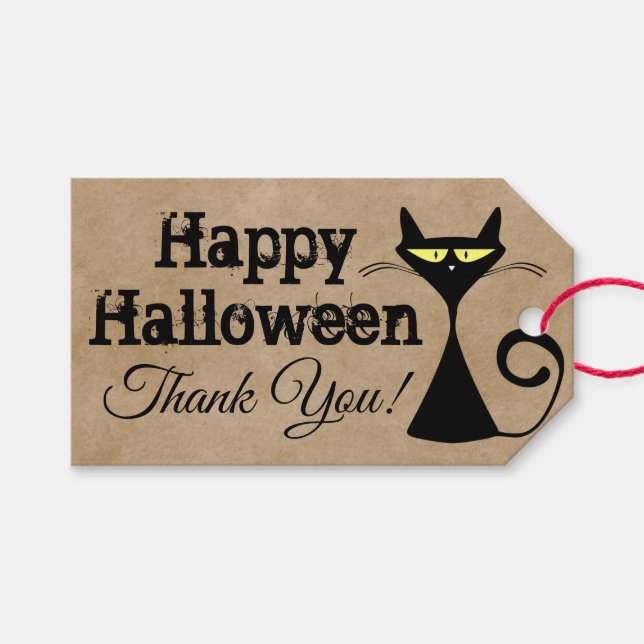 Étiquettes-cadeau Balise cadeau de Merci Halloween (Devant (Horizontal))