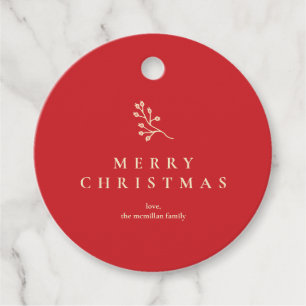 Étiquettes Cadeau Balise cadeau de modèle floral de Noël classique
